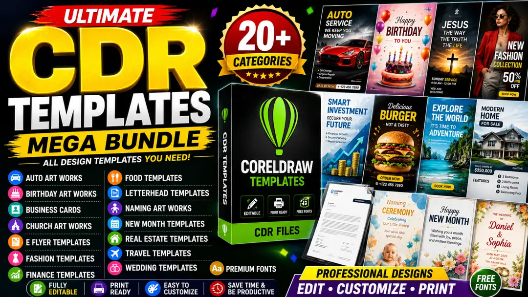 COREL DRAW - CDR Templates Mega Bundle – Professional Graphic Design TemplatesS