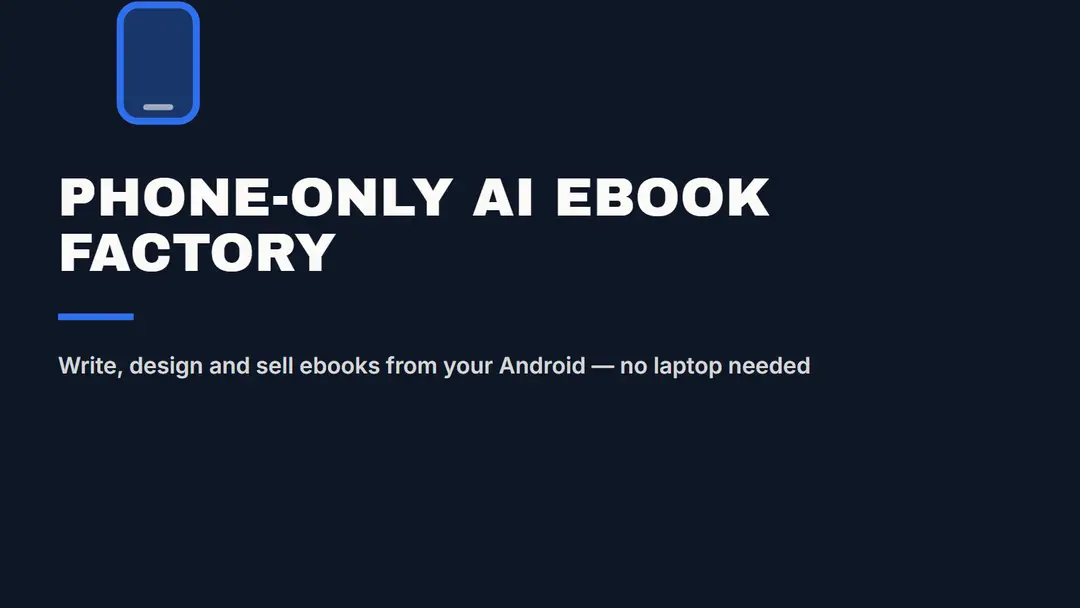 Write, Design & Sell Ebooks From Your Mobile — No Laptop Needed