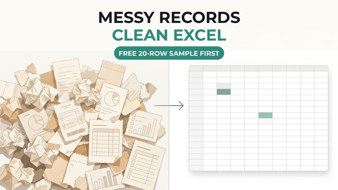 Messy Records, PDFs & Websites → Clean Excel