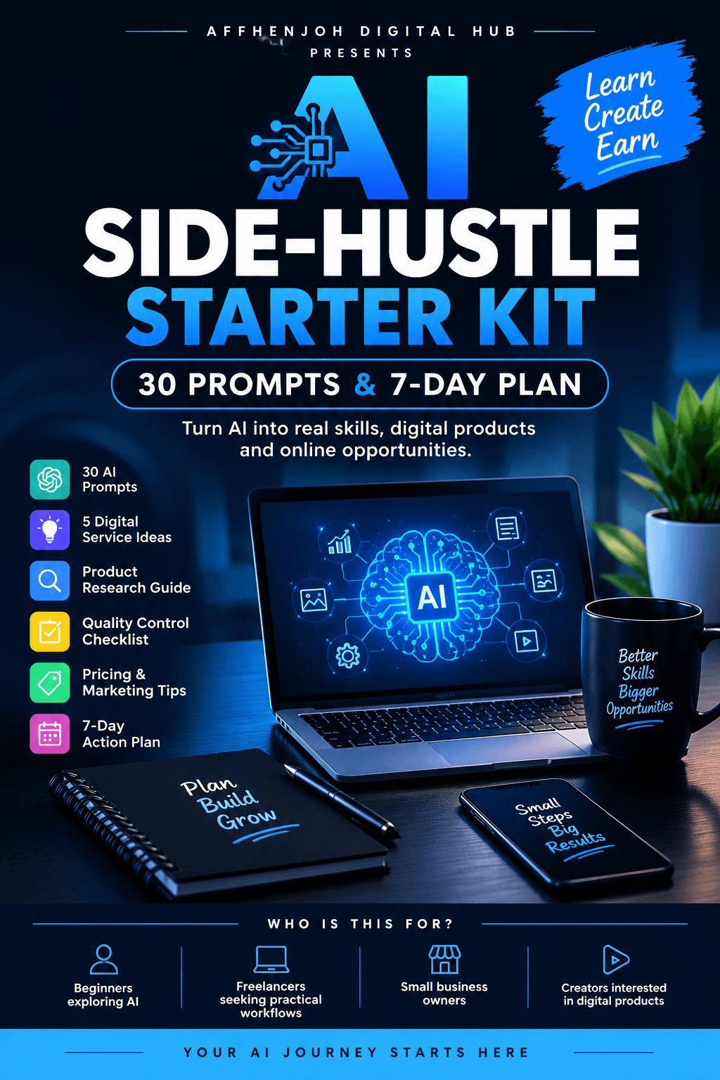 AI Side-Hustle Starter Kit: 30 Prompts & 7-Day Plan